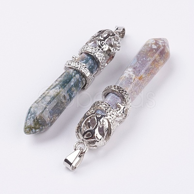 Natural Indian Agate Big Pointed Pendants G-G738-A-37-1