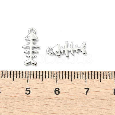 SHEGRACE Brass Micro Pave Cubic Zirconia Fishbone Charms XGR0163P-109P-1
