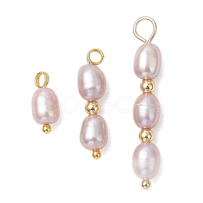 3Pcs 3 Styles Natural Cultured Freshwater Pearl Rice Pendants PALLOY-JF04819-1