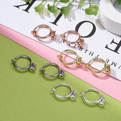 8Pcs 4 Colors Brass Clip-on Hoop Earring Converters Findings X1-KK-ZZ0001-12-1