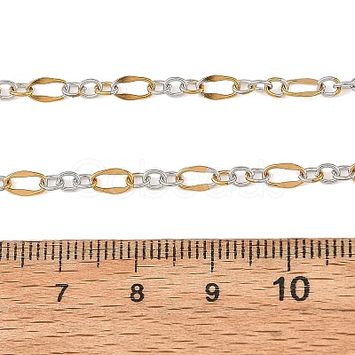 2Pcs Adejustabel Two Tone 304 Stainless Steel Oval Link Chains Necklace Making AJEW-JB01667-1