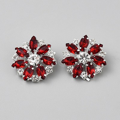 1-Hole Alloy Rhinestone Shank Buttons BUTT-WH0012-20-1