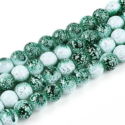 Transparent Baking Paint Glass Beads Strands DGLA-N009-10mm-06-1