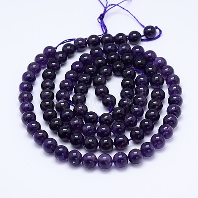 Natural Amethyst Round Bead Strands G-M212-12mm-01C-1