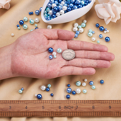 12 Strands 12 Style Baking Paint Pearlized Glass Pearl Round Bead Strands HY-CW0001-02-1