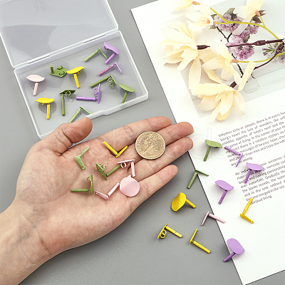 48Pcs 12 Style Spray Painted Iron Stud Earring Findings IFIN-FH0001-69-1