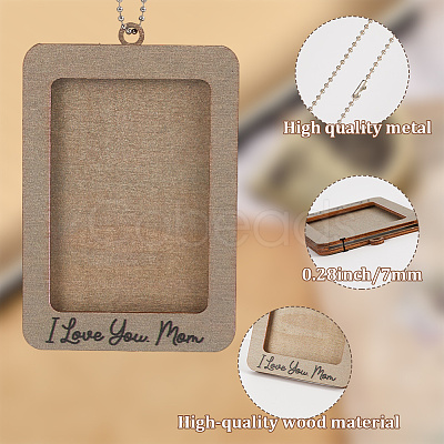 Rectangle with Word I Love You Mom Wood Hanging Photo Frame HJEW-SP0001-19B-1