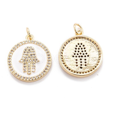 Real 18K Gold Plated Brass Micro Pave Clear Cubic Zirconia Pendants ZIRC-M114-50G-01-1