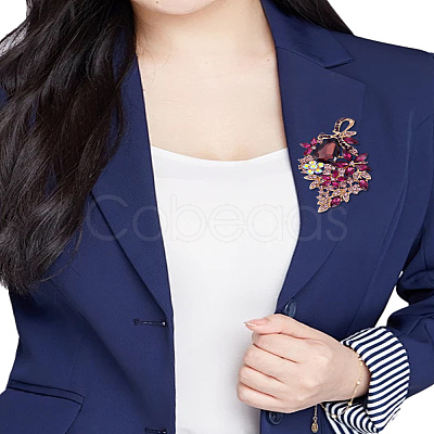 1Pc Flower Zinc Alloy Rhinestone Brooches JEWB-LP0004-22-1