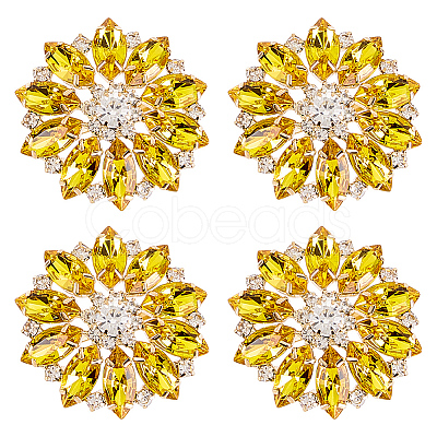 4Pcs Alloy & Glass & Rhinestone Shank Buttons BUTT-FG0001-63A-1