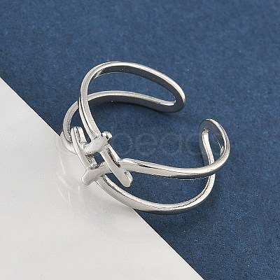 304 Stainless Steel Open Cuff Rings for Women RJEW-A079-04B-P-1