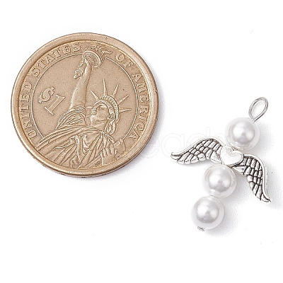 Shell Pearl Beaded Angel Pendants PALLOY-JF03016-1