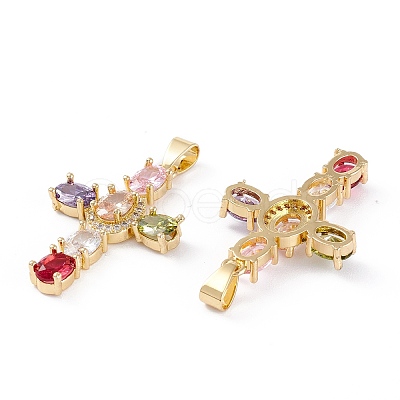 Brass Micro Pave Cubic Zirconia Pendants X-ZIRC-M116-04G-1