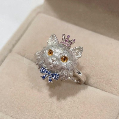 Alloy Rhinestone Cuff Open Rings WG3624E-01-1