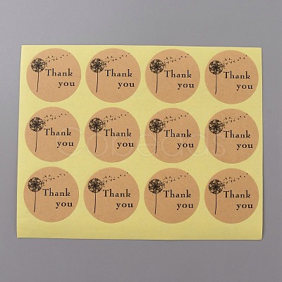 Round Dot Kraft Paper Adhesive Label Stickers STIC-WH0012-07-1