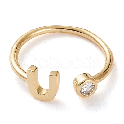 Brass Micro Pave Clear Cubic Zirconia Cuff Rings RJEW-Z005-U-G-1