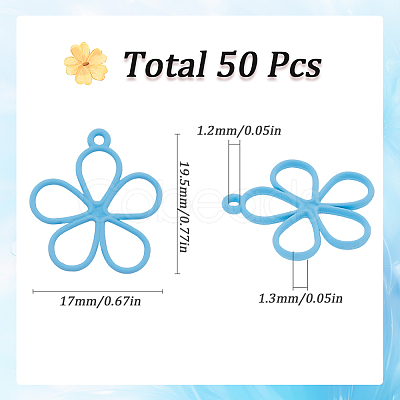 50Pcs Hollow Spray Painted Alloy Pendants FIND-SC0012-27B-1
