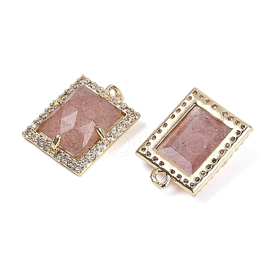 Natural Strawberry Quartz Faceted Rectangle Pendants G-I375-05G-06-1