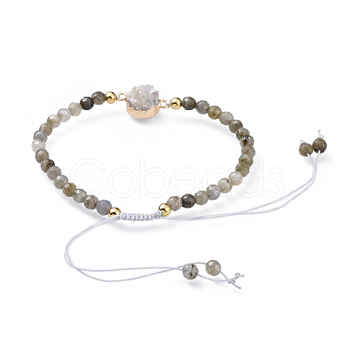 Adjustable Natural Indian Agate Braided Bead Bracelets BJEW-JB04558-03-1