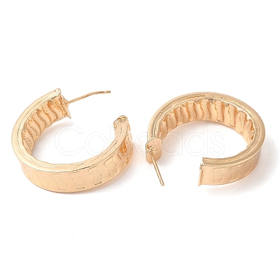 Brass Textured Round Stud Earrings EJEW-Q765-05G-1