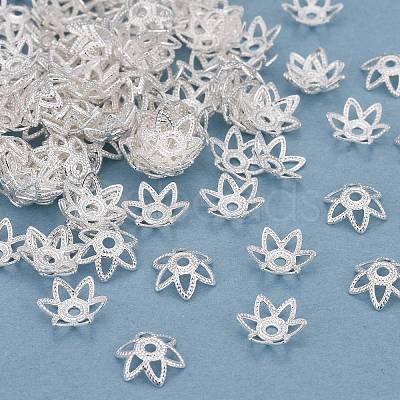Brass 6-Petal Bead Caps X-KK-K253-20S-1