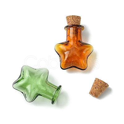 10Pcs 5 Colors Mini High Borosilicate Glass Bottle Bead Containers GLAA-FS0001-70-1