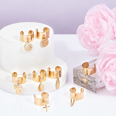 304 Stainless Steel Open Cuff Rings RJEW-UN00020-1