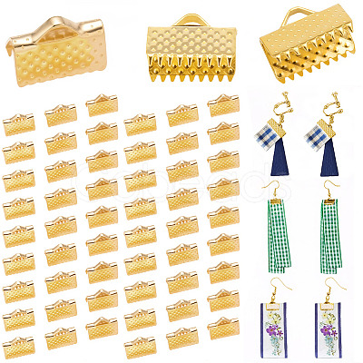 280Pcs Iron Ribbon Crimp Ends IFIN-CP0002-97S-1