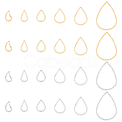 90Pcs 12 Style Teardrop Brass Linking Rings KK-PH0009-91-1