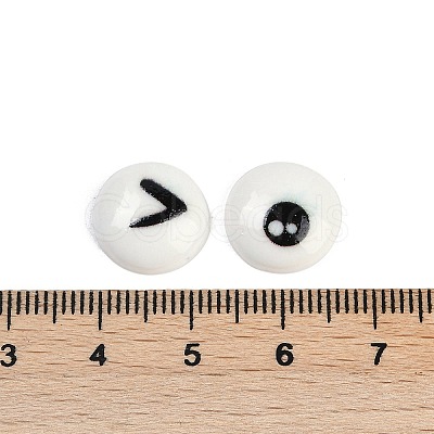 White and Black Flat Round Cartoon Resin Cabochons CRES-Q009-01J-1