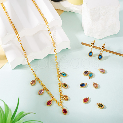 20Pcs 10 Colors 304 Stainless Steel Micro Pave Cubic Zirconia Charms STAS-TA0002-92-1