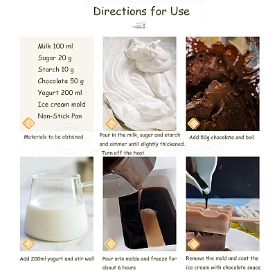 Food Grade DIY Rectangle Ice-cream Silicone Molds DIY-D062-05C-1