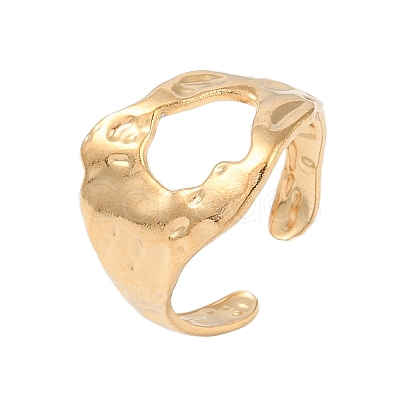 304 Stainless Steel Textured Open Cuff Rings RJEW-C095-08A-G-1