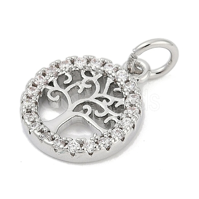 Brass Micro Pave Clear Cubic Zirconia Charms KK-G522-46P-1