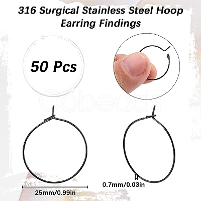 SUNNYCLUE 50Pcs 304 Stainless Steel Hoop Earring Findings STAS-SC0007-29-1