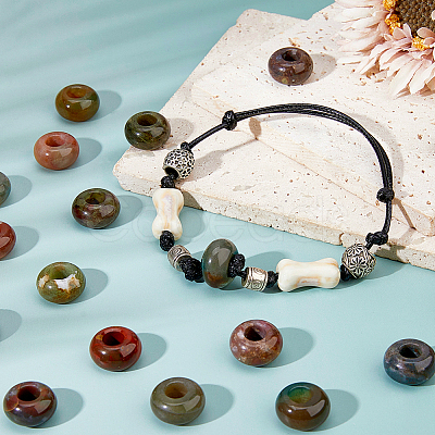 18Pcs Natural Indian Agate European Beads G-DC0001-58-1