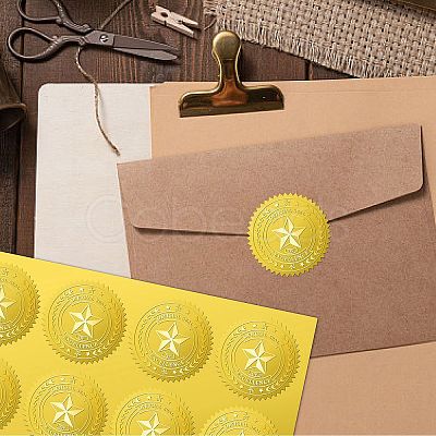 12 Sheets Self Adhesive Gold Foil Embossed Stickers DIY-WH0451-032-1
