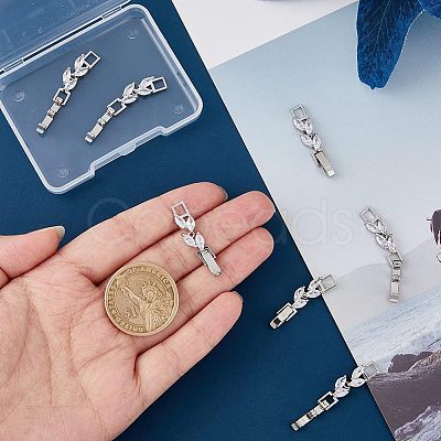 SUPERFINDINGS 10Pcs Brass Clear Cubic Zirconia Watch Band Clasps ZIRC-FH0001-38P-1