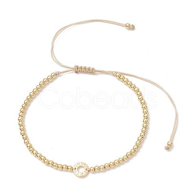 Brass Round Beads Braided Bead Bracelets BJEW-JB12888-01-1