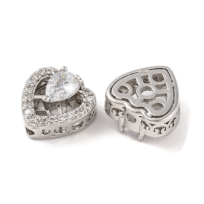 Brass Micro Pave Clear Cubic Zirconia Beads KK-S389-23P-1
