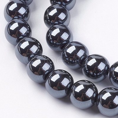 Non-Magnetic Synthetic Hematite Beads Strands X-G-H1623-8mm-2-1