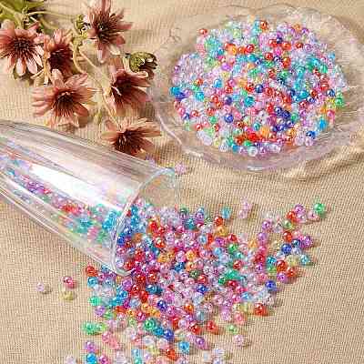 1000Pcs UV Plating Transparent Acrylic Beads OACR-SZ0001-55-1