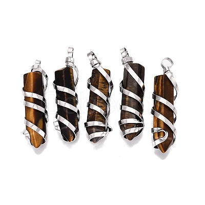 Natural Tiger Eye Pointed Pendants GG-N001-01P-01-1