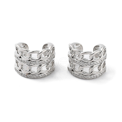 Brass Micro Pave Cubic Zirconia Cuff Earrings EJEW-D088-09P-1