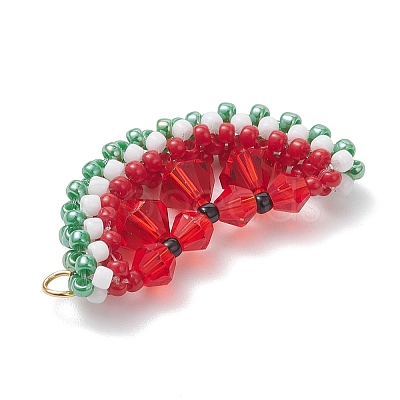 TOHO Glass Seed Beaded Watermelon Pendants PALLOY-MZ01124-1