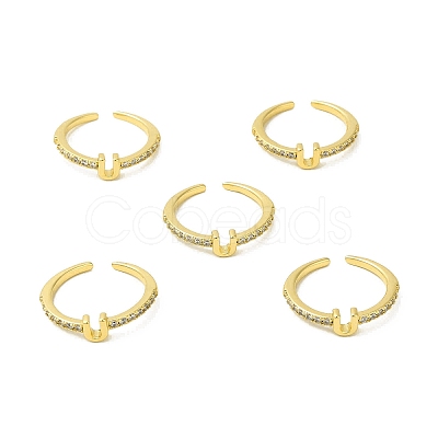 Clear Cubic Zirconia Initial Letter Open Cuff Ring RJEW-H120-09G-U-1