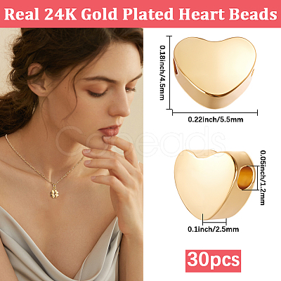 30Pcs Brass Beads KK-BBC0028-28G-1