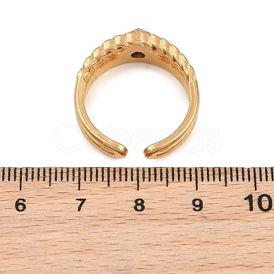 304 Stainless Steel Cubic Zirconia Cuff Open Ring for Women CU-CBACD1D-01G-02-1