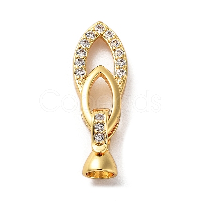 Rack Plating Brass Micro Pave Cubic Zirconia Ice Pick Pinch Bails ZIRC-P117-01B-G-1