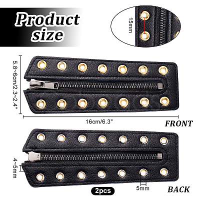 Cowhide Leather Lace-in Boot Zipper Inserts DIY-WH0499-06A-05-1